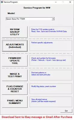 Epson Service Program Stylus Pro 7700 7890 7900 9700 9890  9900 +service Manual • $20