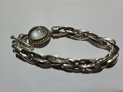 Designer Signed Michael Dawkins Sterling Silver Chain Bracelet Oval Moonstone • $99.99