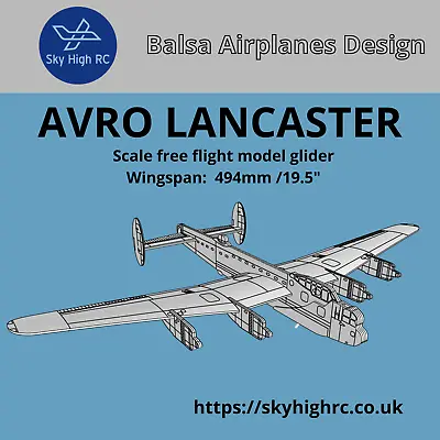 Lancaster Bomber Scale Free-flight Model Glider ~ Laser-cut Balsa Kit • £30