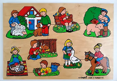 $9.38 • Buy Simplex Dutch Children Animals Preschool Peg Wooden Puzzle 8 Pieces Netherlands