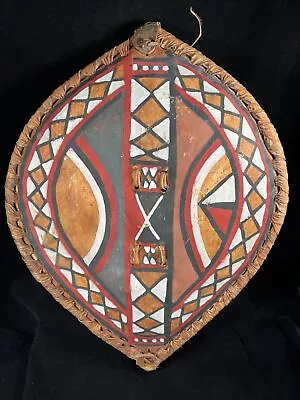 African Maasai Warrior Shield Painted Hide On Wood Frame Vintage 17 X12  Masai • £53.07