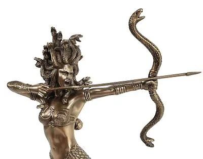 9  Medusa Greek Mythology Snakes Goddess Shooting Arrow Bronze Color Statue • $63