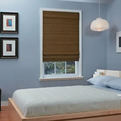 Cordless Woven Wood Bamboo Roman Shades - 2 Colors Multiple Size • $36.99