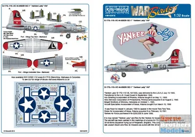 KSW132075 1:32 Kits-World Decals B-17G Flying Fortress Yankee Lady • $22.04