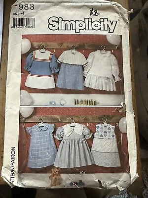£0.99 • Buy Simplicity Vintage Sewing Pattern Girls Dress Size 4