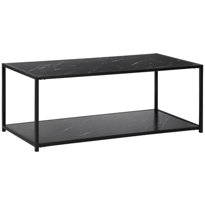 £59.99 • Buy HOMCOM Coffee Table Cocktail Table W/ Faux Marble Top And Steel Frame, Black