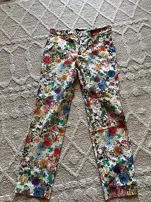 Zara Women's Floral Slim Fit Cotton Pants Flowers With Multiple Colors Sz.M • $19