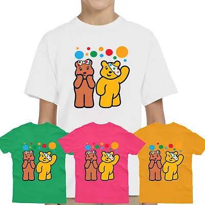 Spotty Day Kids T-Shirt Pudsey Bear & Blush Boys Girls Children In Need Tshirt • £7.99