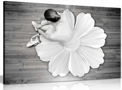 Black & White Wall Art Ballerina Dancer Canvas Wall Art Picture Print • £19.99