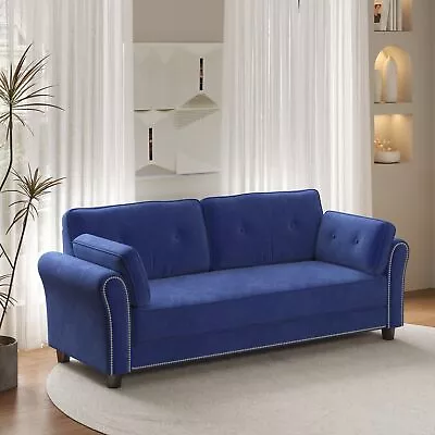 79 Inch Modern Velvet Sofa 3-Seater Sofa Couch With 2 Pillows Living Room Sofa • $342.43