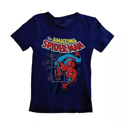 Children's Marvel Comics The Amazing Spider-Man Blue T-Shirt - Kids Movie Merch • £9.95