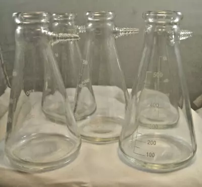 Vintage Lot Of 5 Kimble Kimax Glass 500Ml #27060 Filter Flask Stopper #7 Nice • $69.95