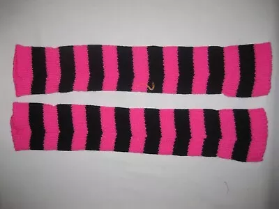 Ribbed Knit Striped Leg Warmers Black & Pink Nip Kawaii 80s Pastel Goth • $10