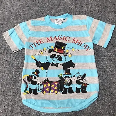 Vintage Kids Shirt Panda Bear Magic Show Size 6 Striped Made In USA Party Cotton • $29.99