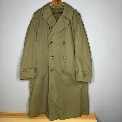 Vintage 60s US Military Vietnam Era OG Green Trench Coat Medium Regular • $45