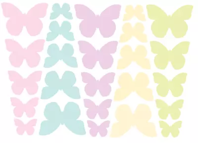 40 PASTEL COLORS  PRE CUT BUTTERFLIES - Wafer Paper Or Icing EDIBLE TOPPERS • £3.25