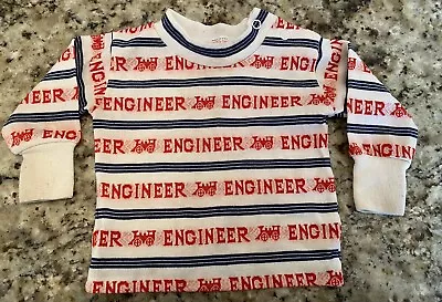 Vintage 70s Healthtex Striped Train Engineer Top  Long Sleeve Baby Size 6 Months • $17.99