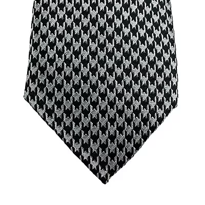 Tommy Hilfiger Mens Houndstooth Slim Neck Tie Black Silver 2.75  • $17.97