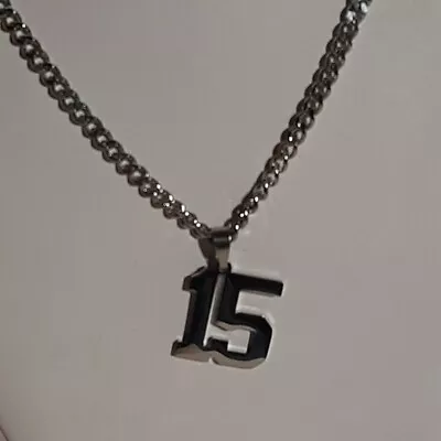 #15 BASEBALL FOOTBALL NUMBER Pendant Charm / 20 -24  STAINLESS CHAIN NECKLACE • $19.99