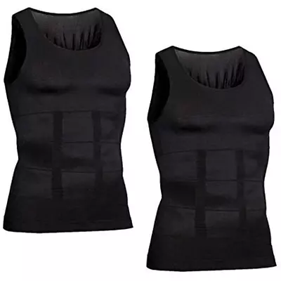 Mens Slimming Tummy Body Shaper Vest Compression T-Shirt Ultra Durable Tank Tops • $11.99