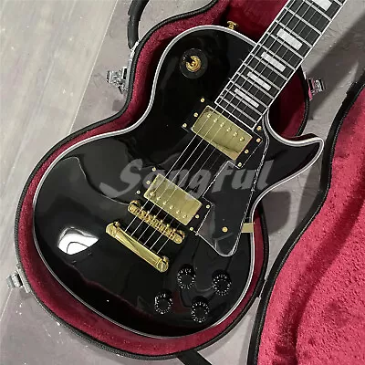 6 String Black LP Electric Guitar Mahogany Body HH Pickup Solid Body In Stock • $256.50