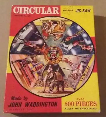 Vintage Waddingtons Circular Jigsaw Puzzle No. 541 The Circus. 500+ Pcs Complete • £15