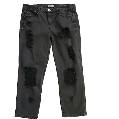 Mudd Black Straight Heavily Distressed Destroyed Thrashed Jeans Junior Size 11 • $11.60