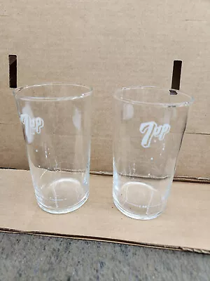 Rare Antique - Vintage 7 Up Syrup Line Soda Fountain Glass 2 MINT CONDITION • $25