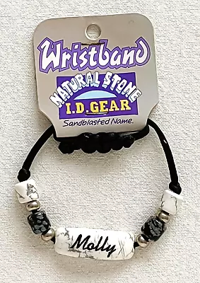 ID Wristband / Bracelet - Natural Stone - Sandblasted Name - Molly - Brand New • £2.99