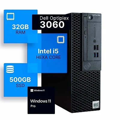 Dell Desktop Computer Intel Hexa Core Intel I5 PC 32GB RAM 500GB SSD Windows Pro • $319.99