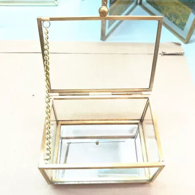 Vintage Glass Jewelry Box Display Case Trinket Organizer Storage • $19.81