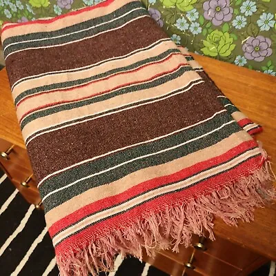 £26.99 • Buy Brown Red Green Mexican Woven Stripy Serepe Beach/Picnic Blanket / Throw