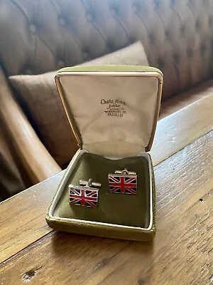 Union Jack Cufflinks In Vintage Jewellery Box • £9.99