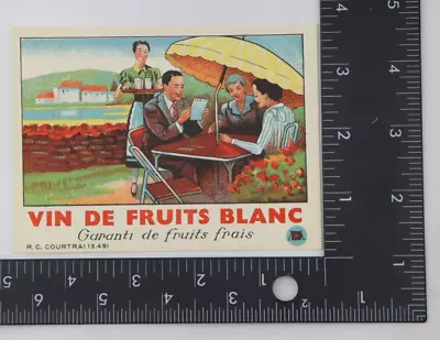 Vintage Illustrated Vineyard Wine Label Vin De Fruits RC Courtrai 13.491 • $6