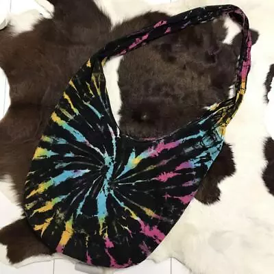 90'S Vintage Clothing Ethnic Tie Dye Zip Banana Shoulder Bag • $185.13