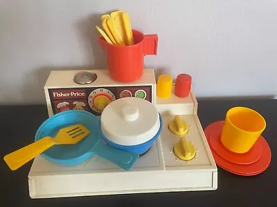 Vintage 1978 Fisher Price Kitchen Set #919 Stove And Dish Set - Mostly Complete! • $39.95