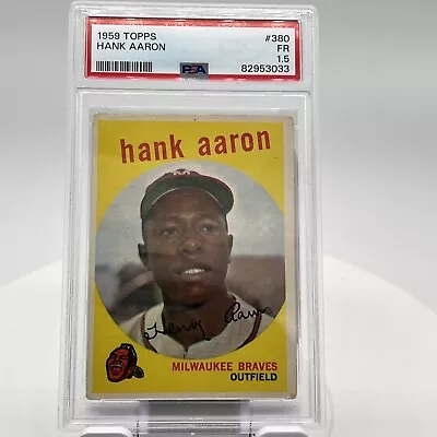 1959 Topps - #380 Hank Aaron PSA Graded Fair 1.5. All Time Great. Braves Icon • $89