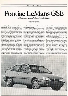 1988 Pontiac LeMans GSE Daewoo Classic Article P81 • $9.56