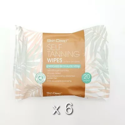 Skin Deep Self Tanning Wipes Enriched With Aloe Vera 6 Or 12 X 20 Pack • £11.49