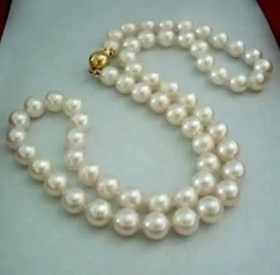 17  Natural 8-9MM White Akoya Freshwater Cultured Pearl Necklace 14K Clasp AAA • $15.99