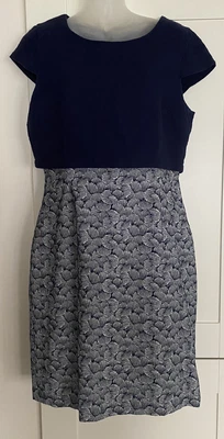 £12 • Buy Minuet Petite Blue Textured Lined Abstract Print Dress Work Special Occasion 12