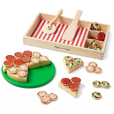 Melissa & Doug Pizza Party Wooden Play Food Set With 54 Toppings - 10167 • £20.99