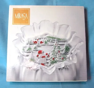 Mikasa Holiday Landscape Christmas Crystal Serving Platter 9.5  Winter Scene • $10.50