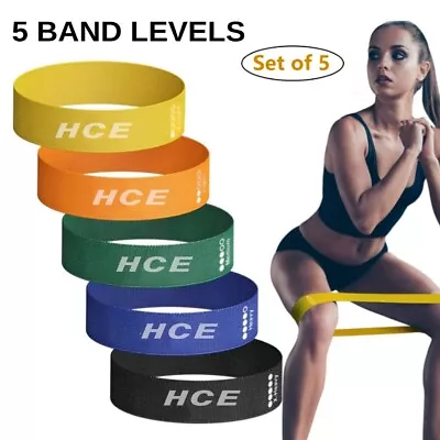 5PC Heavy Duty Loop Fabric Resistance Bands Leg Booty Workout Bands Gym Exercise • $39.99