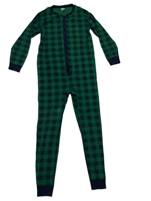 $22.99 • Buy Hanna Andersson Adult Unisex Green Blue Checkered Union Suit 1 Piece Pajamas