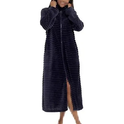 A2Z Women's Zip Up Warm Winter Ribbed Dressing Gown Elegant Ladies Loungewear • £19.99