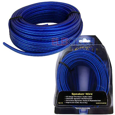 $35.95 • Buy 50' Stinger 16 Gauge AWG Blue Speaker Wire Pure 100% OFC Audio Cable SHW516B50