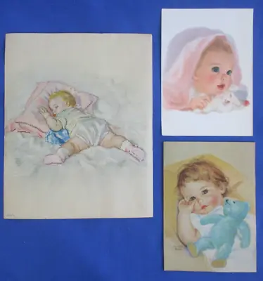 Vintage Lot Of 3 Used Baby Pictures Prints Charmin Sleepyhead Becker Nursery • $27.99