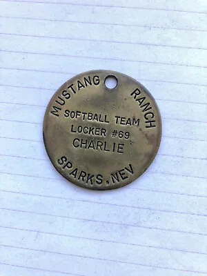 Vtg Mustang Ranch Keychain Fob Softball Team Locker #69 Charlie Sparks Nevada • $5.99