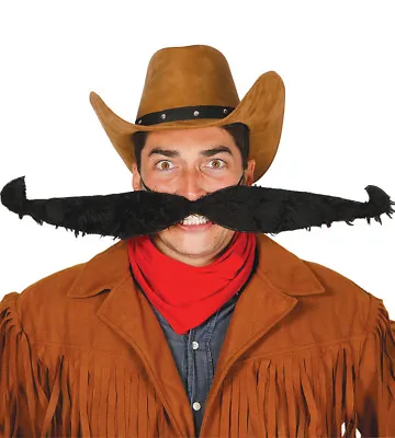 SUPER LARGE Comical Mexican Cowboy Moustache Tash 80's Fancy Dress 55cm Flexi • $17.25